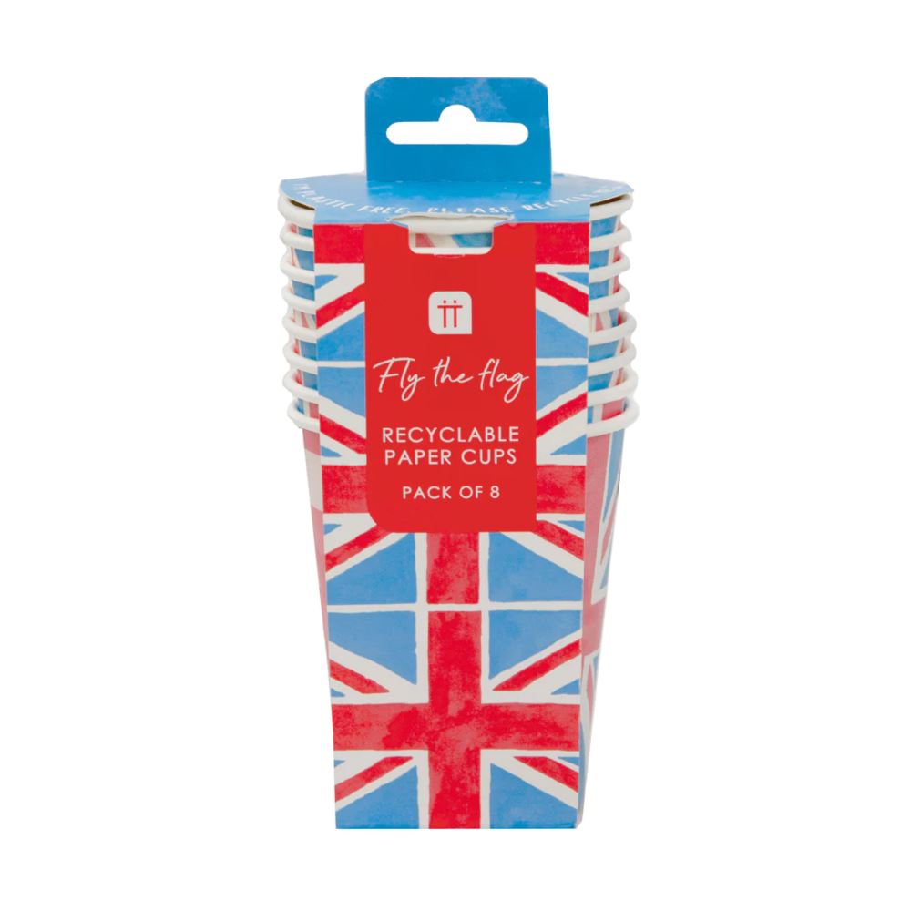 british-union-jack-paper-cups-8-pack-kings-coronation|BRIT-CUP-V2|Luck and Luck| 5