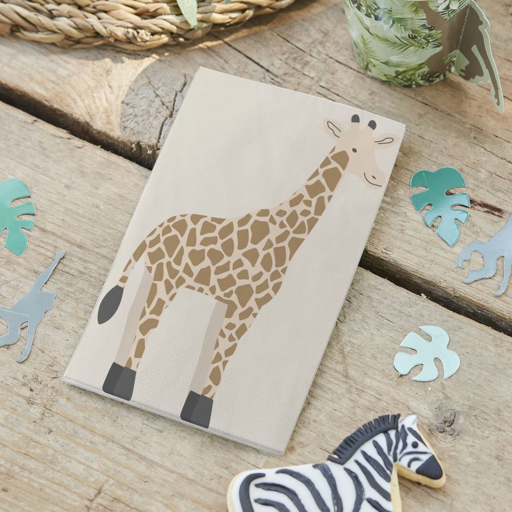 giraffe-animal-paper-party-napkins-x-16|WILD-104|Luck and Luck| 1