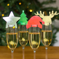 novelty-christmas-drinks-toppers-x-4-hat-reindeer-star-and-tree-|LLWWCTHSDT|Luck and Luck| 1