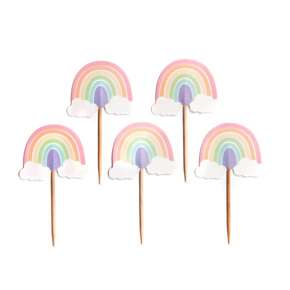 rainbow-pastel-paper-cupcake-cake-topper-decoration-x-12|J148|Luck and Luck|2