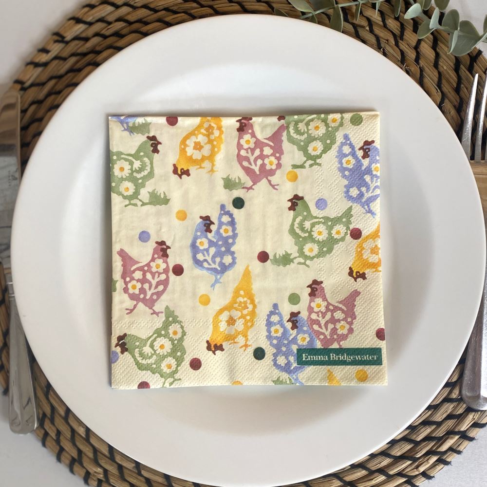 emma-bridgewater-spring-chickens-lunch-napkins-large-x-20|L 963060|Luck and Luck|2