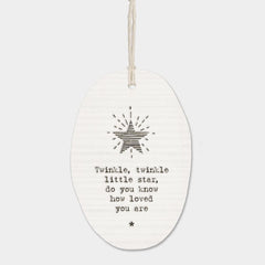 east-of-india-porcelain-twinkle-twinkle-new-baby-hanging-gift|6320|Luck and Luck|2