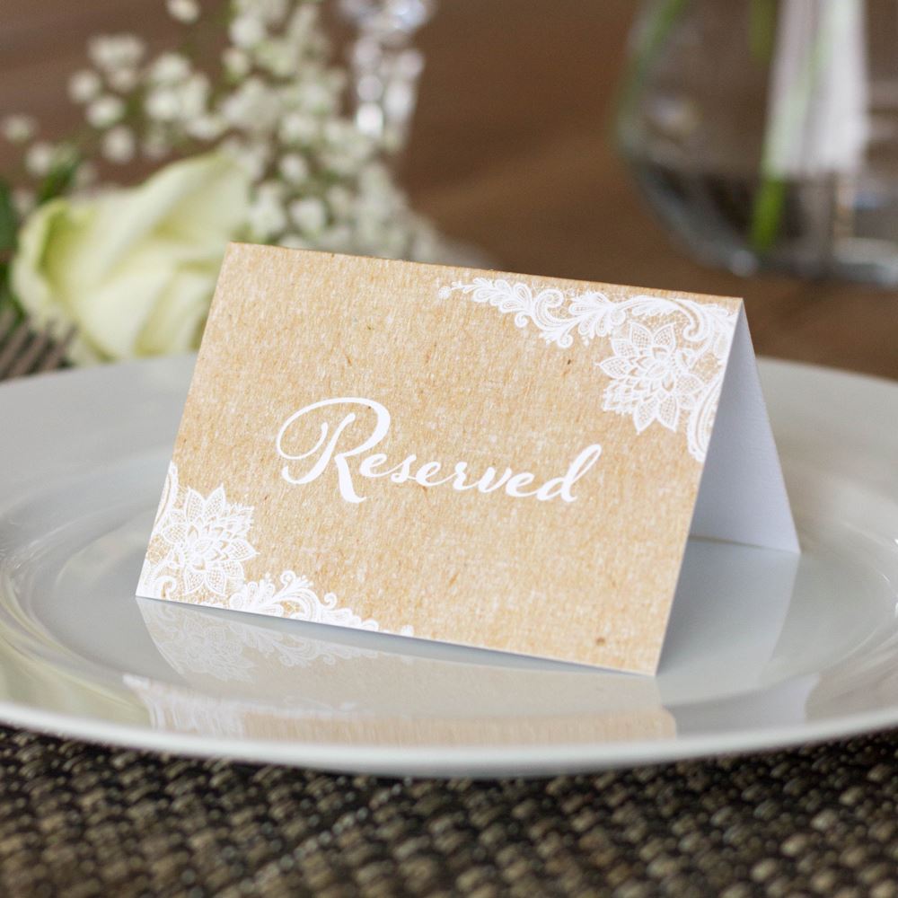 reserved-wedding-card-set-of-4-reserved-signs-rustic-brown-kraft|RESKLACE|Luck and Luck| 1