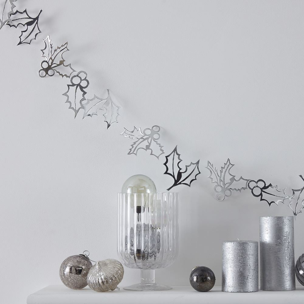 silver-holly-garland-christmas-decoration-x-2m|SIL-412|Luck and Luck| 1