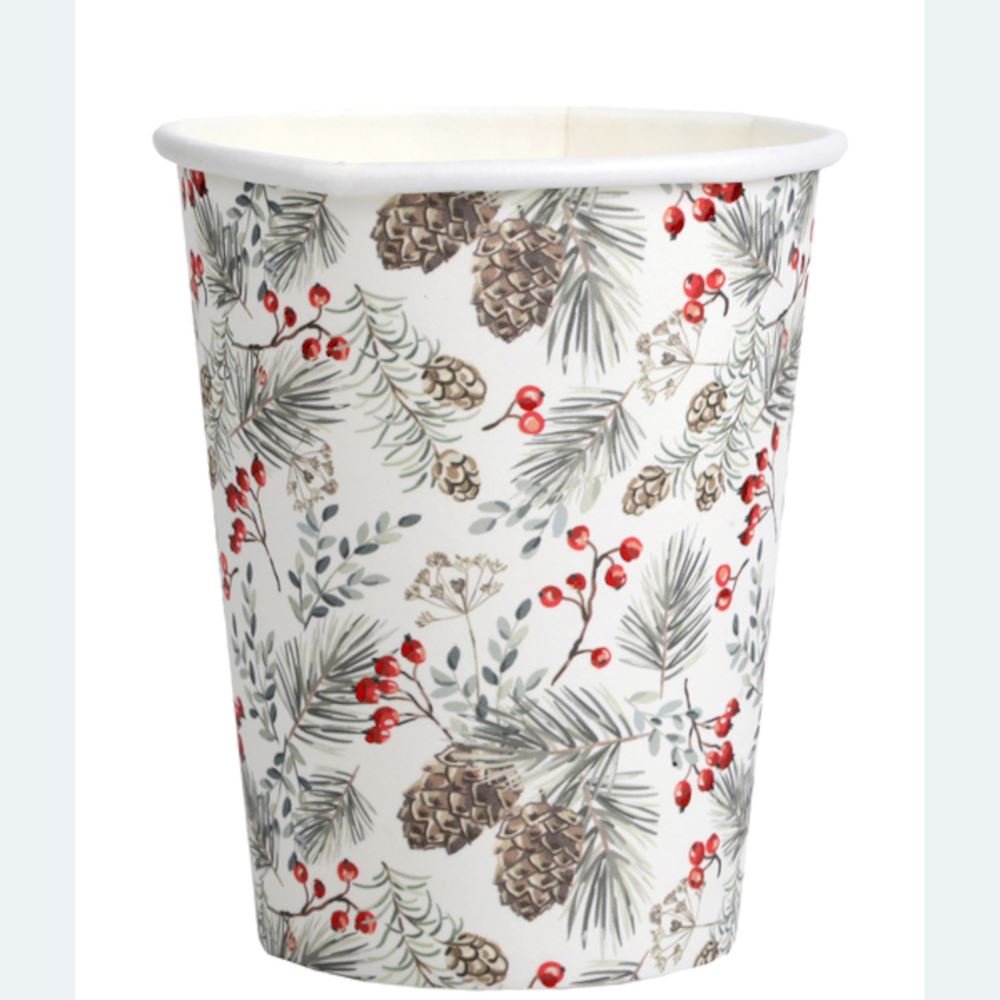 red-poinsettia-christmas-party-paper-cups-x-10|823200000007|Luck and Luck|2