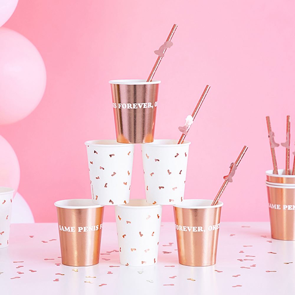 rose-gold-same-penis-forever-paper-cups-x-6-with-willies|KPP70|Luck and Luck| 1