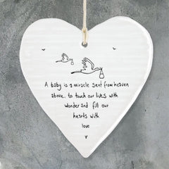 east-of-india-porcelain-hanging-heart-a-baby-is-a-miracle-new-baby-gift|6219|Luck and Luck|2