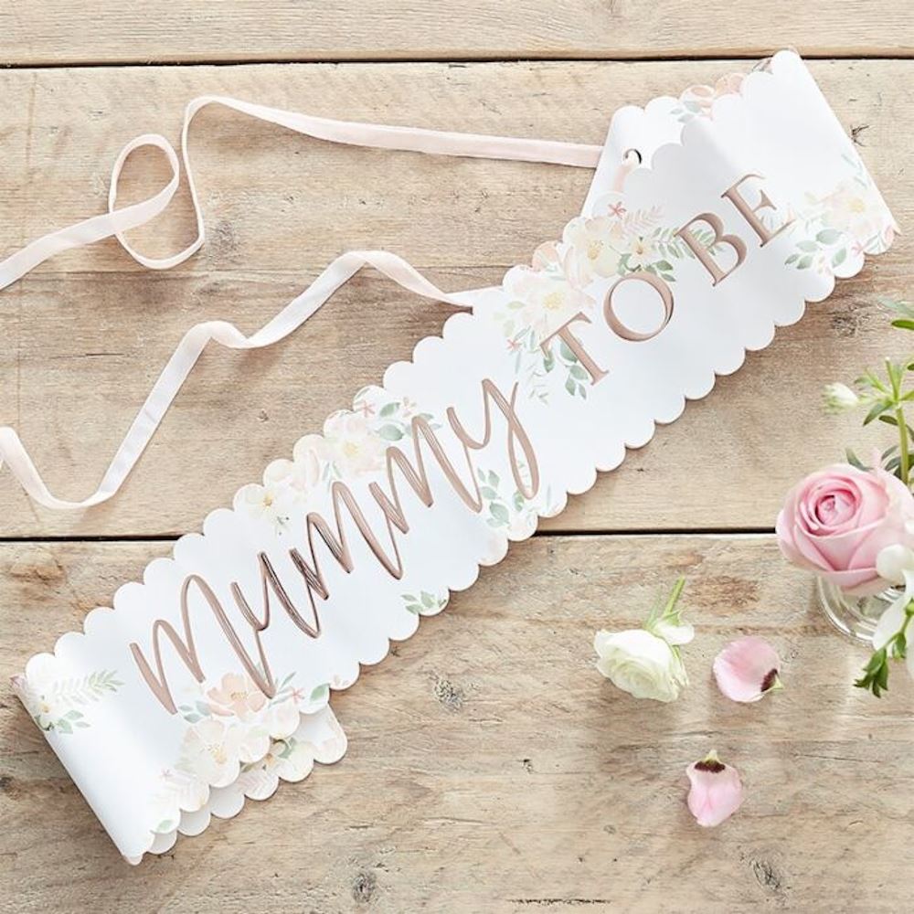 floral-mummy-to-be-foiled-baby-shower-sash|BL-102|Luck and Luck| 1
