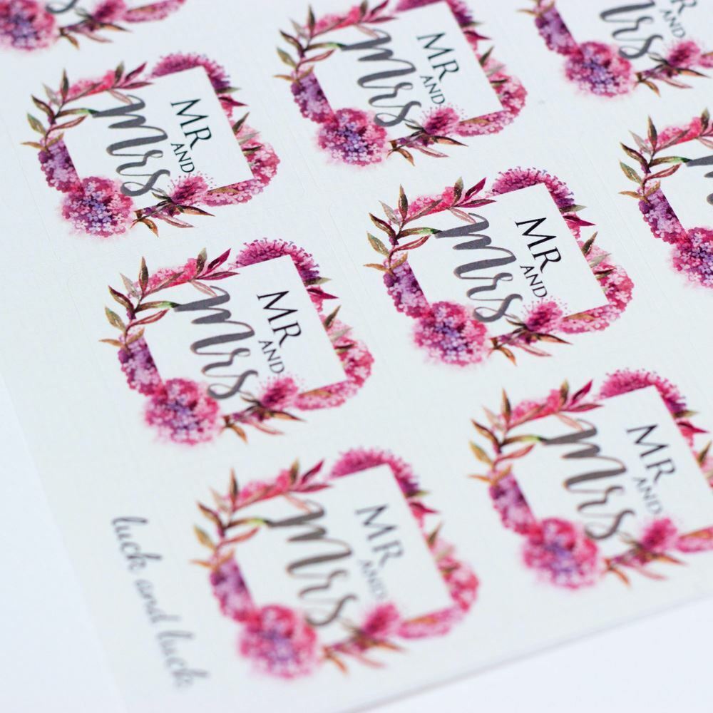 mr-and-mrs-pink-blossom-single-sticker-sheet-with-35-stickers-wedding-craft|LLMM020|Luck and Luck| 1