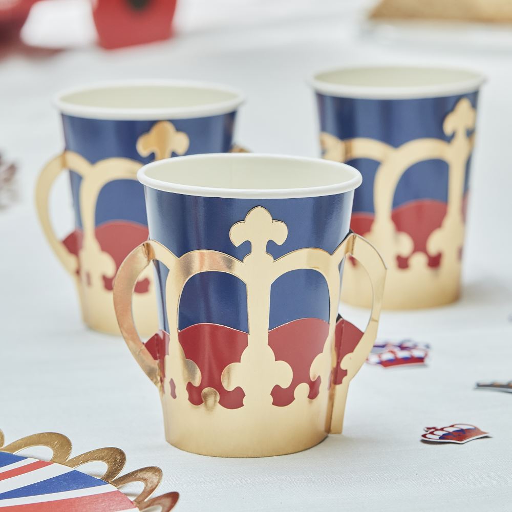 kings-coronation-union-jack-party-paper-cups-x-8|CR-101|Luck and Luck| 1