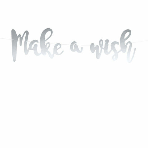 silver-make-a-wish-unicorn-party-birthday-banner-decoration-2m-long|GRL26-018M|Luck and Luck| 1