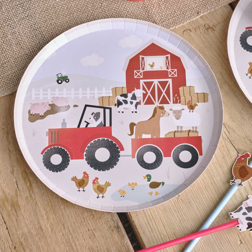 farmyard-paper-party-plates-x-8-childrens-birthday|FA-102|Luck and Luck| 1