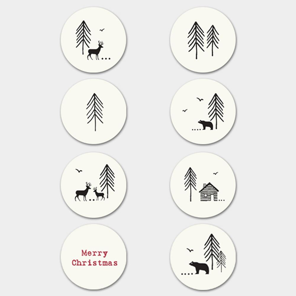 east-of-india-christmas-forest-stickers-single-sheet-40-stickers-cream-xmas|1733C|Luck and Luck| 5