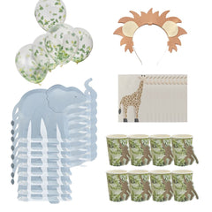 lets-go-wild-deluxe-party-pack-plates-cups-napkins-balloons-headband|LLWILDPP2|Luck and Luck| 1