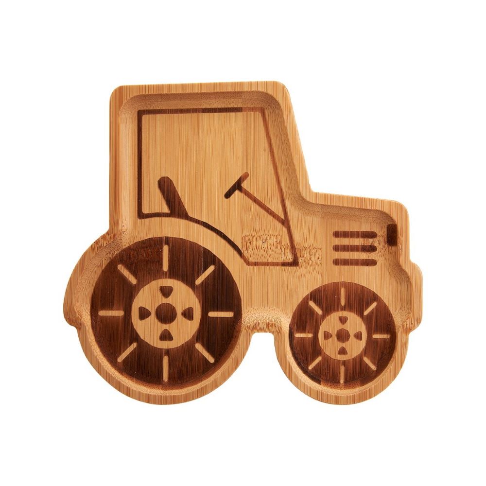 childrens-tractor-bamboo-plate-eco-friendly|JQY005|Luck and Luck|2