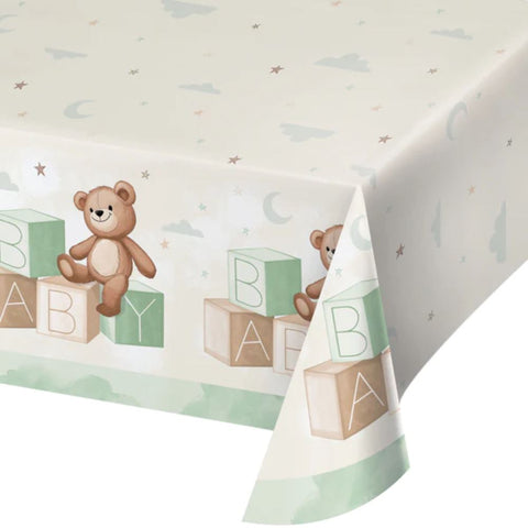 teddy-bear-paper-table-cover-137cm-x-259cm-baby-shower-christening|PC368276|Luck and Luck| 1