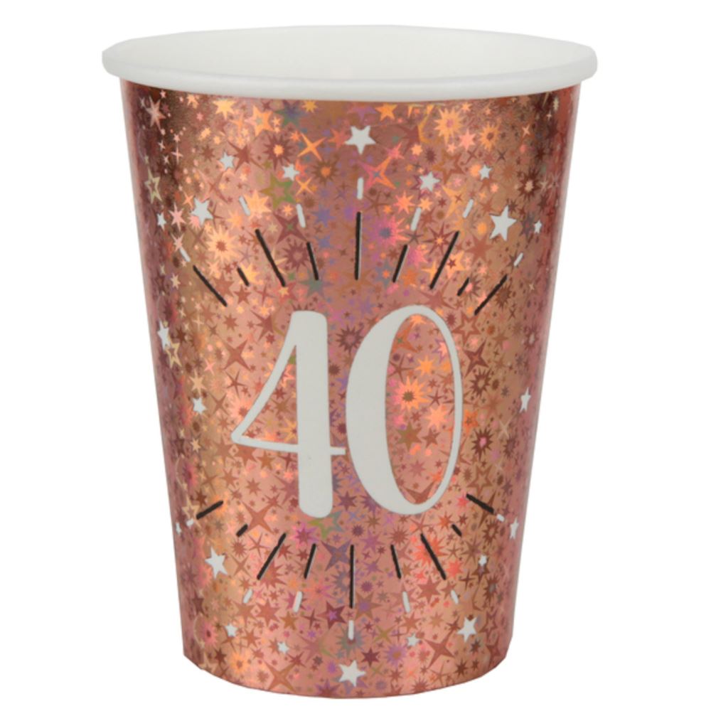 sparkling-rose-gold-paper-cup-age-40-x-10|734900000040|Luck and Luck| 1
