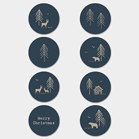 east-of-india-christmas-forest-stickers-navy-single-sheet-40-stickers-xmas-craft|1733N|Luck and Luck| 1