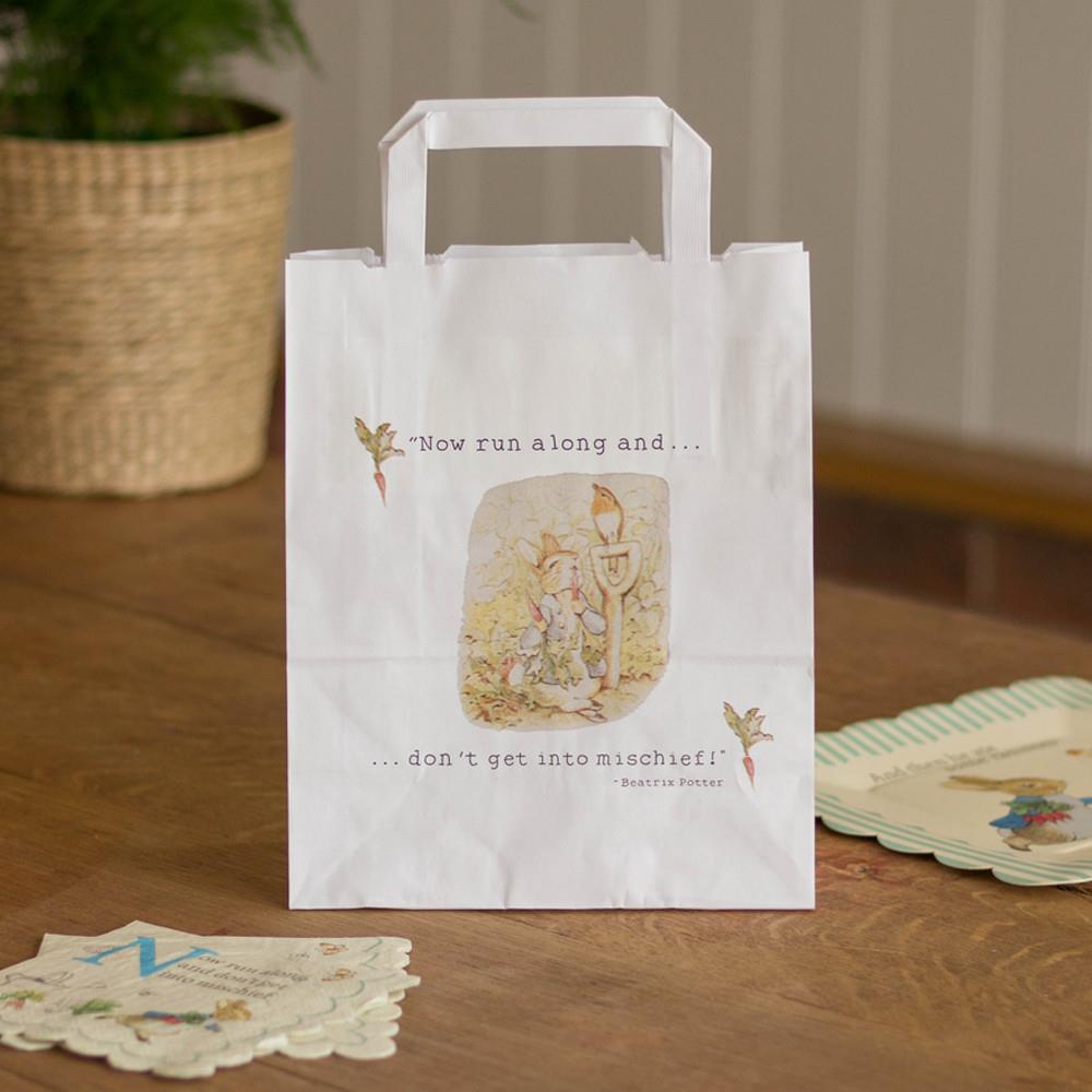 peter-rabbit-party-bags-white-with-handles-x-10-happy-birthday-gift-bags|WBHPR|Luck and Luck| 1
