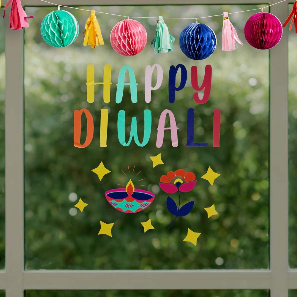 diwali-window-stickers-decals-2-sheets-happy-diwali-decoration|HBHD110|Luck and Luck| 1