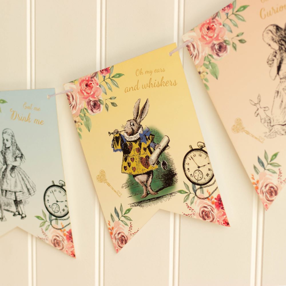 alice-in-wonderland-paper-party-bunting-3m| LLAIWBUNTING|Luck and Luck|2