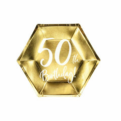 gold-50th-birthday-party-paper-plates-partyware-tableware-20cm-x-6|TPP7350019M|Luck and Luck|2