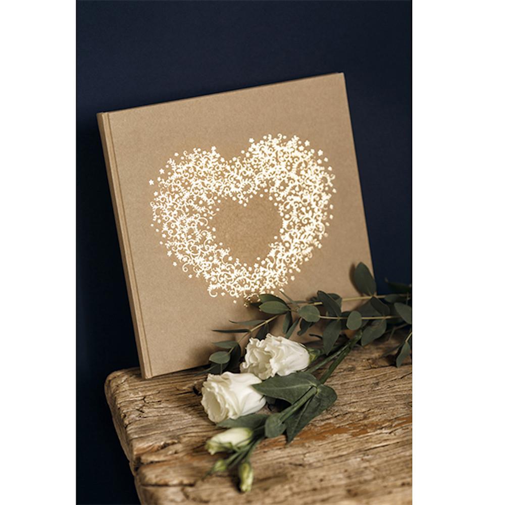 brown-kraft-wedding-guest-book-with-gold-heart-20-5x20-5cm|KWAP48|Luck and Luck| 3