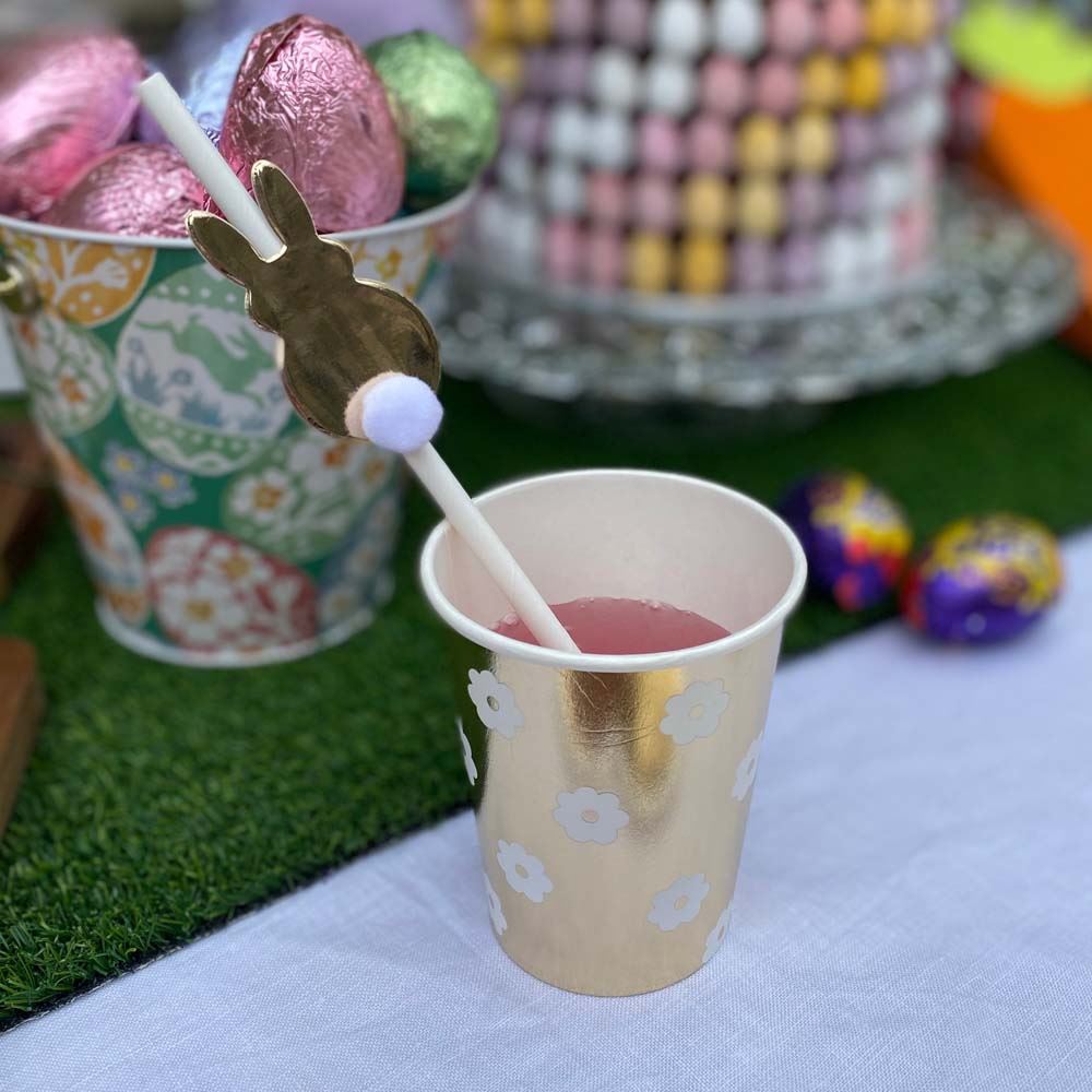 gold-and-white-daisy-paper-cups-x-8-easter-party|93760|Luck and Luck| 1