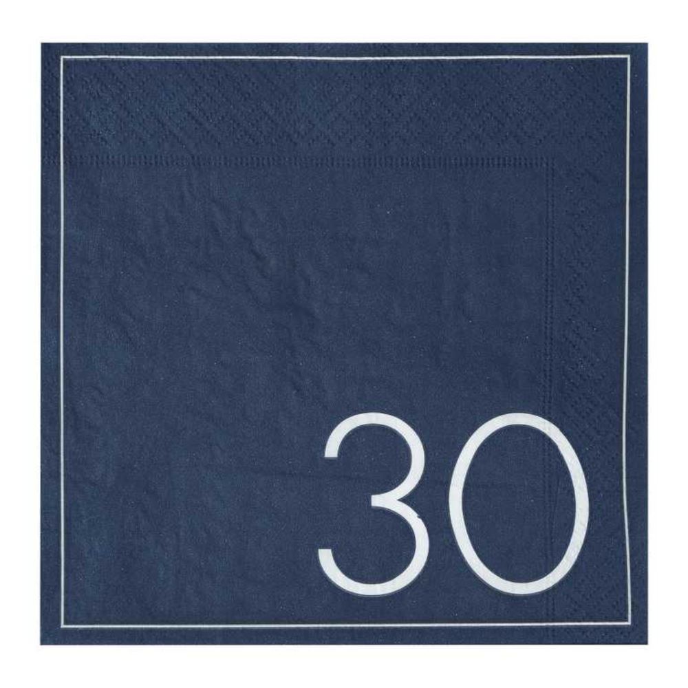 navy-blue-30th-birthday-paper-party-napkins-x-16|MA-431|Luck and Luck|2