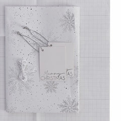 gift-wrapping-kit-foiled-silver-snowflakes-tags-and-paper-x-2-sheets|TIS-601|Luck and Luck|2