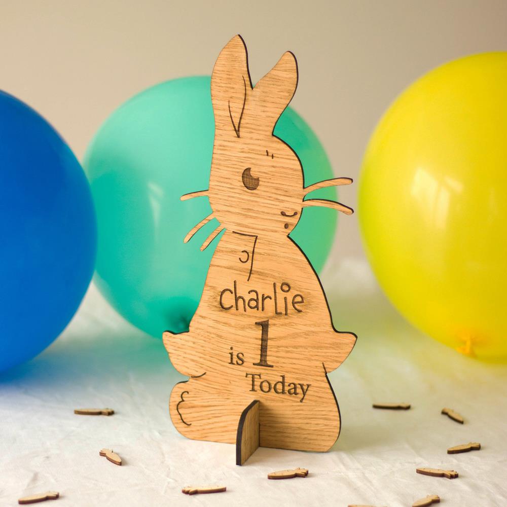 oak-wood-personalised-bunny-sign-29-5cm-font-1-peter-rabbit|LLWWBYO29F1|Luck and Luck| 1