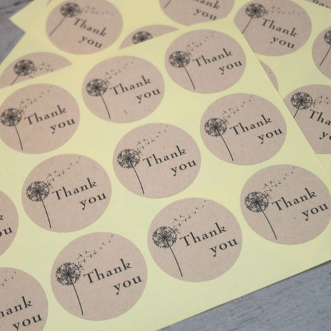 round-dandelion-thank-you-kraft-seal-sticker-wedding-craft-favours-x-36|16a906.9|Luck and Luck| 3