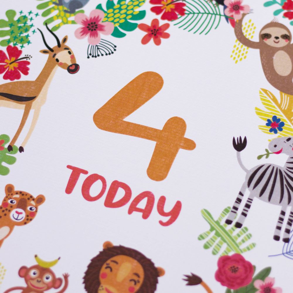 rainforest-age-4-birthday-sign-and-easel|LLSTWRAINFOREST4A4|Luck and Luck|2