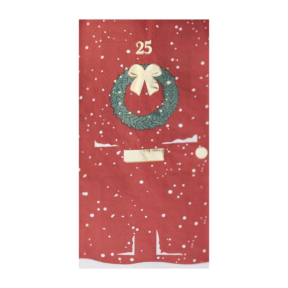 christmas-door-foiled-paper-party-napkins-x-16|RED-569|Luck and Luck|2