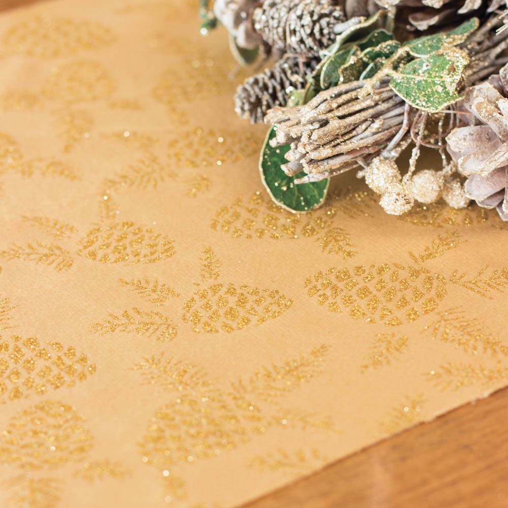 gold-glitter-acorn-christmas-table-runner-28cm-x-3m|91180|Luck and Luck|2