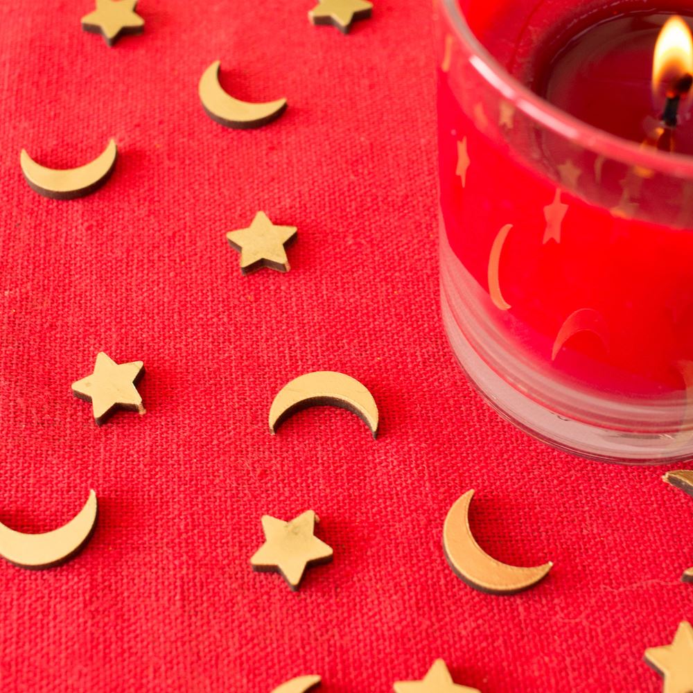eid-mubarak-moon-and-stars-gold-wooden-table-scatter|LLWWMSTSM|Luck and Luck|2