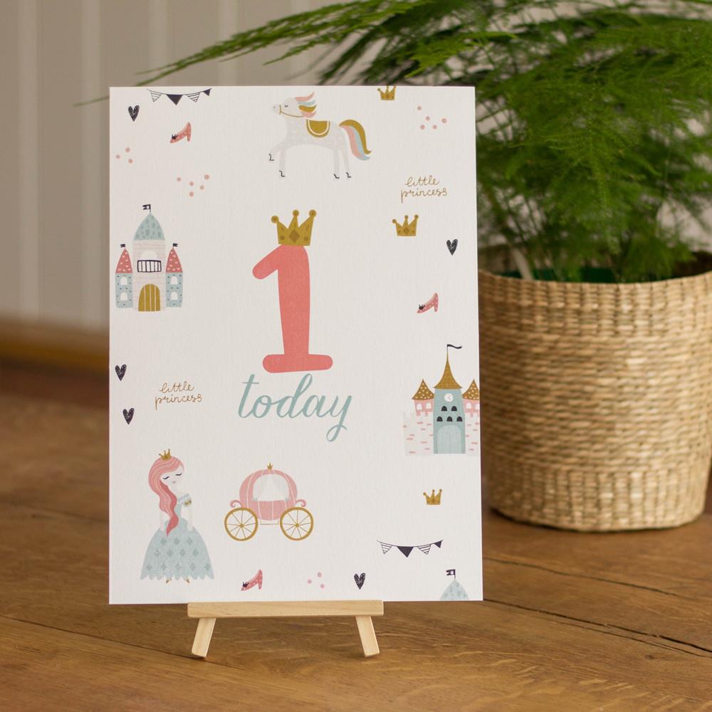 little-princess-age-1-birthday-sign-and-easel|LLSTWPRINCESS1A4|Luck and Luck| 1