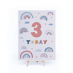 rainbow-age-3-birthday-sign-and-easel|LLSTWRAINBOW3A4|Luck and Luck| 3