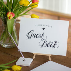 please-sign-our-guestbook-a4-landscape-wedding-sign-and-easel|LLSTWSCRIPTGUESTA4|Luck and Luck| 1