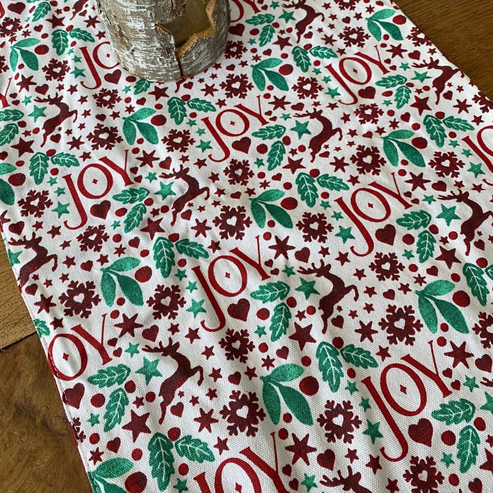 christmas-joy-red-fabric-festive-reversible-table-runner-2-3m|XM6463|Luck and Luck|2