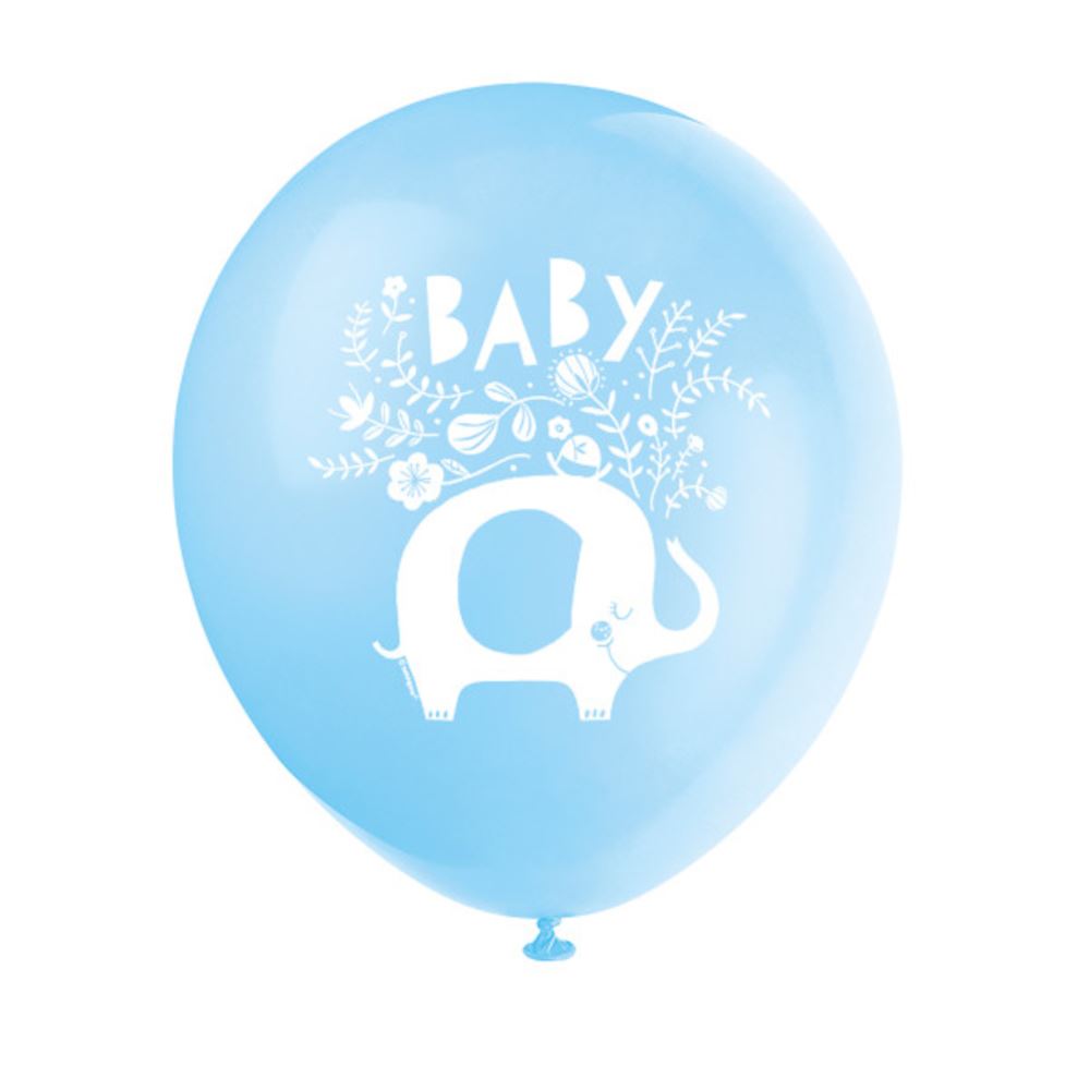 blue-floral-elephant-12-latex-baby-shower-balloons-x-8|78405|Luck and Luck|2