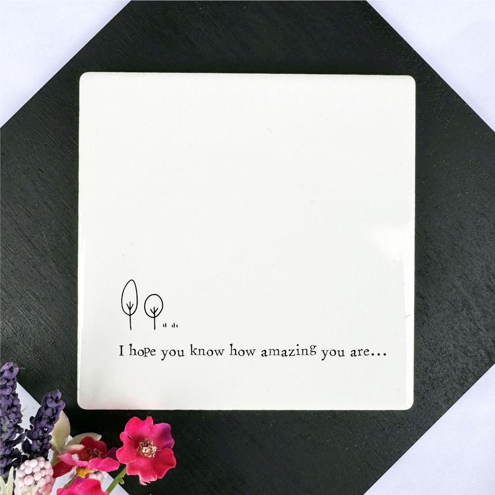 personalised-porcelain-square-coaster-hope-your-know-how-amazing|LLUV206|Luck and Luck| 1